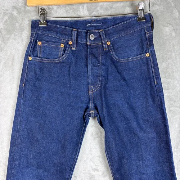 Levi's Made & Crafted Mens 501 Original Selvedge Jeans Big E Dark Wash 28x 34 - Picture 8 of 16